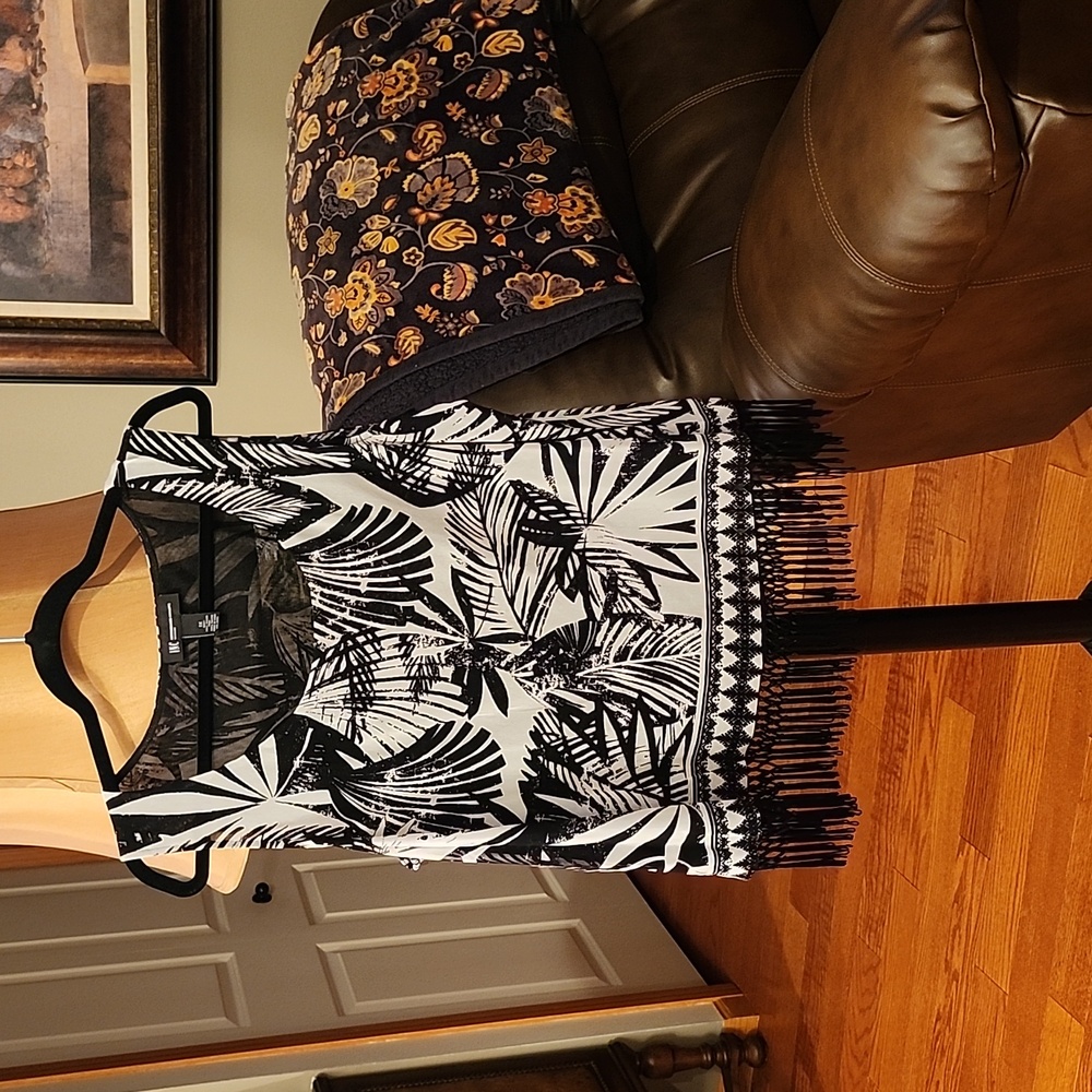 INC International Concepts Black and White Sleeveless Top
